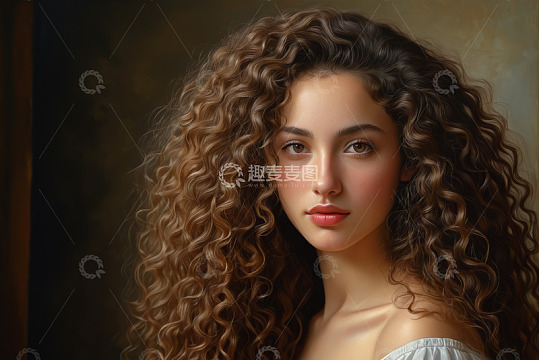 卷发女性特写肖像