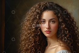 卷发女性特写肖像