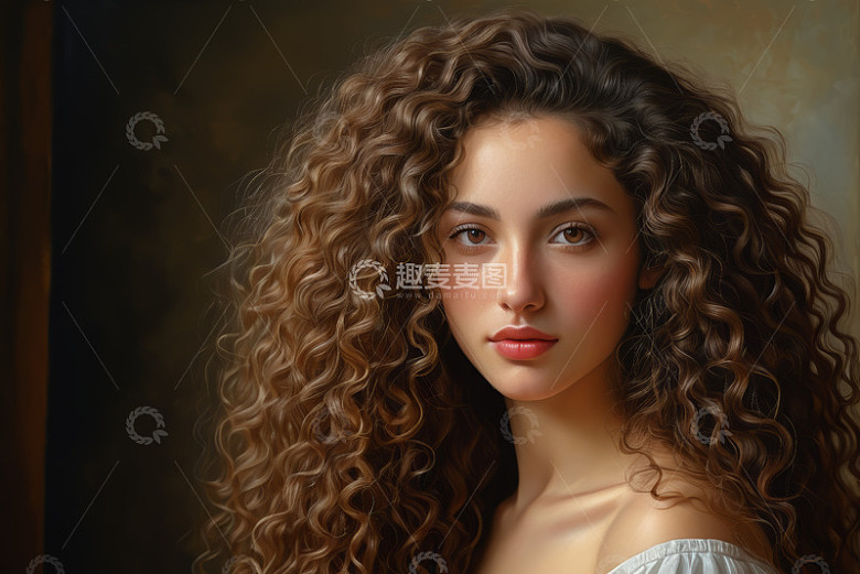 卷发女性特写肖像