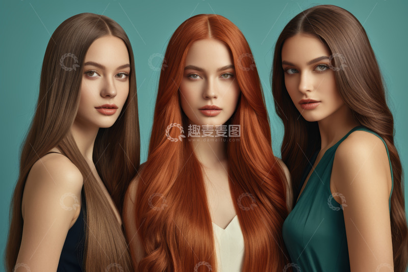 高清大图下载【趣麦麦图】三位长发女性肖像
