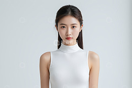 亚洲长发美女半身人像