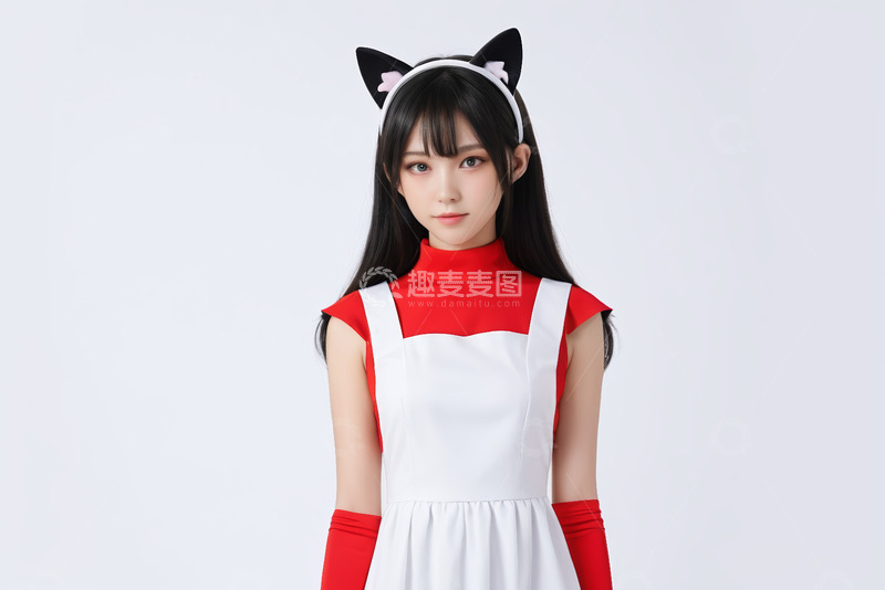 高清大图下载【趣麦麦图】戴猫耳发箍的女孩人像