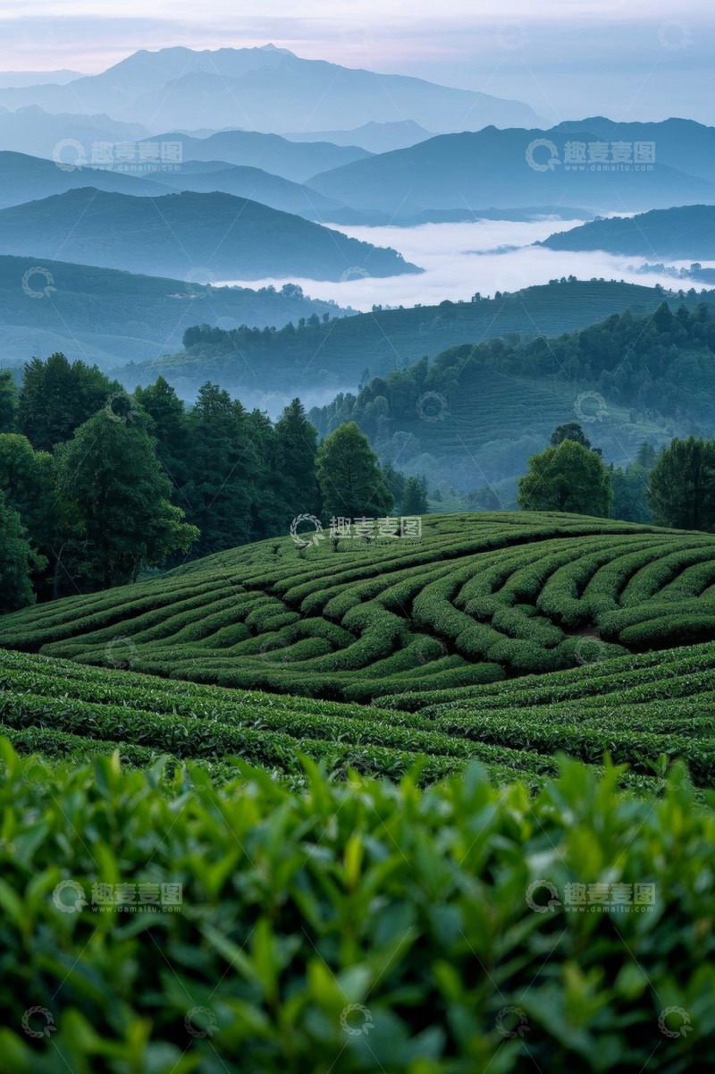 高清大图下载【趣麦麦图】山间茶园自然风光