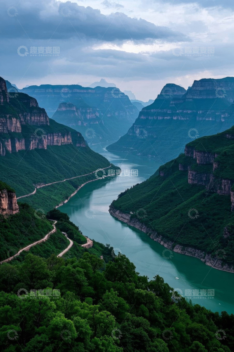 高清大图下载【趣麦麦图】太行山河流自然风光全景