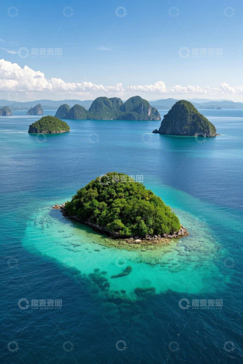 高清大图下载【趣麦麦图】海岛海洋自然风光航拍图