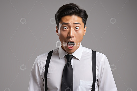 穿着正装表情震惊的男性