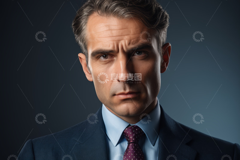 高清大图下载【趣麦麦图】西装男士严肃表情特写