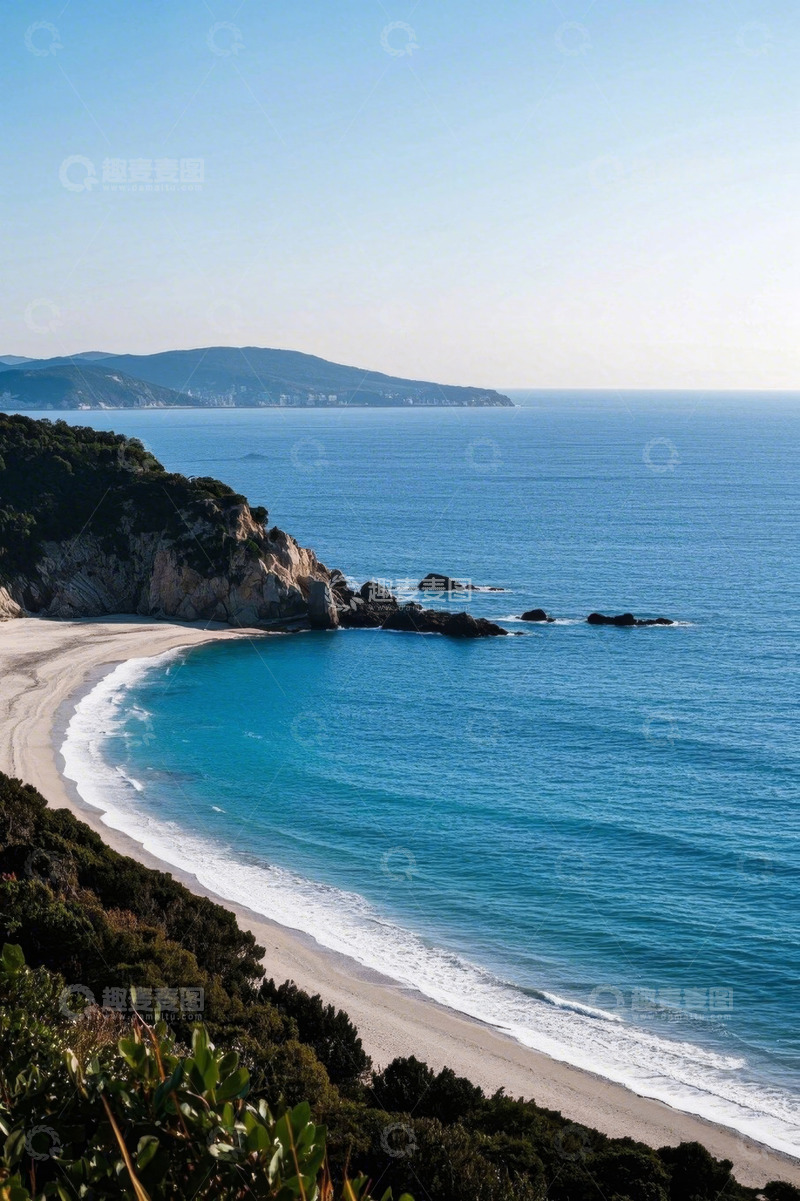 高清大图下载【趣麦麦图】蓝色海岸与沙滩自然风光