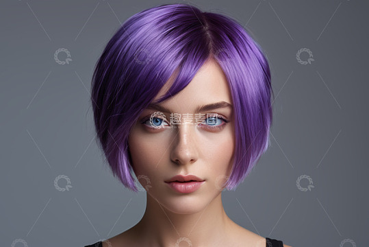 紫发女性面部特写