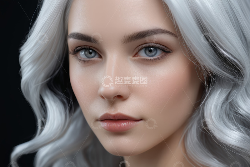 高清大图下载【趣麦麦图】银发女性面部特写