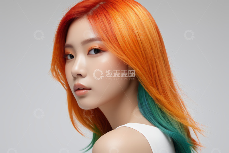 高清大图下载【趣麦麦图】彩色头发女性肖像