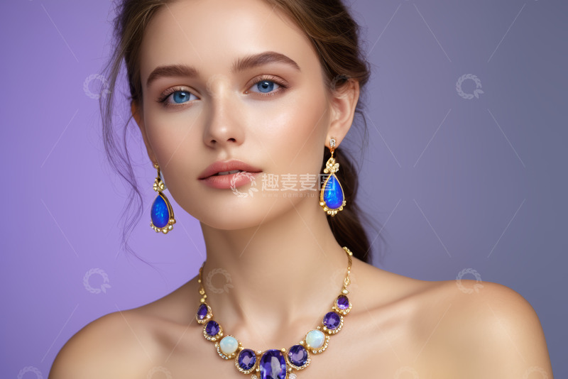 高清大图下载【趣麦麦图】佩戴珠宝首饰的美丽女性
