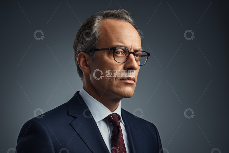 高清大图下载【趣麦麦图】穿西装戴眼镜的商务男士肖像