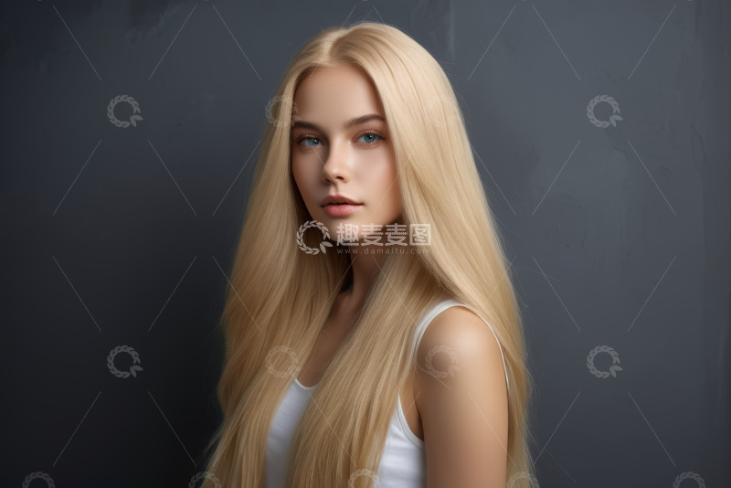 高清大图下载【趣麦麦图】金发女子半身肖像