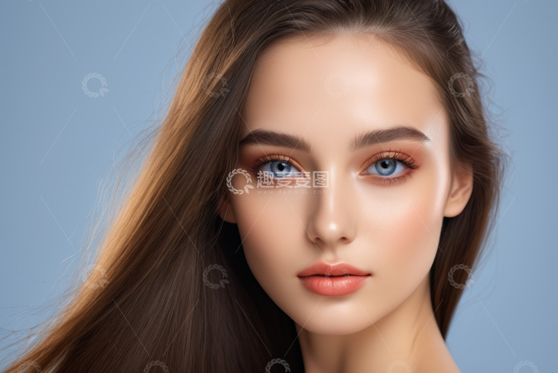 高清大图下载【趣麦麦图】长发女子精致妆容特写