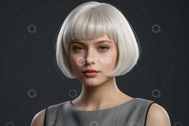 高清大图下载【趣麦麦图】银发女性半身肖像