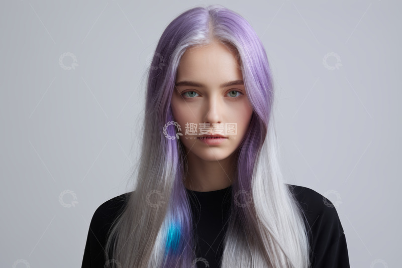 高清大图下载【趣麦麦图】彩色头发女性肖像