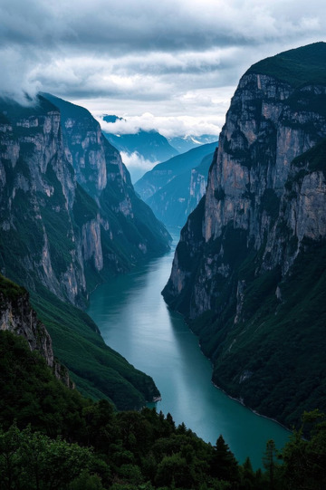 峡谷河流自然风光全景