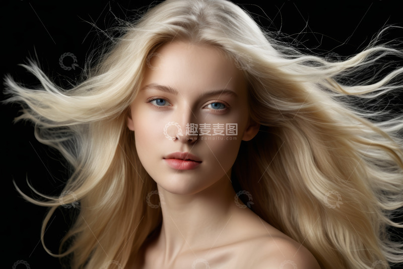 高清大图下载【趣麦麦图】金发女子面部特写肖像