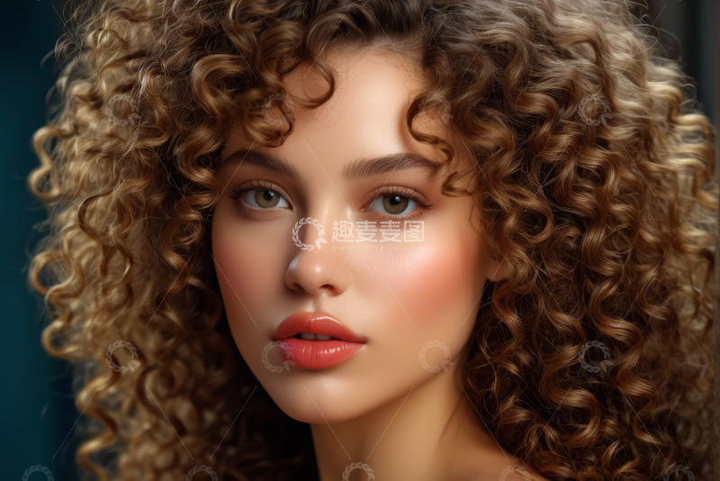 高清大图下载【趣麦麦图】卷发女性面部特写素材