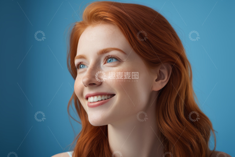 高清大图下载【趣麦麦图】红发女子微笑肖像
