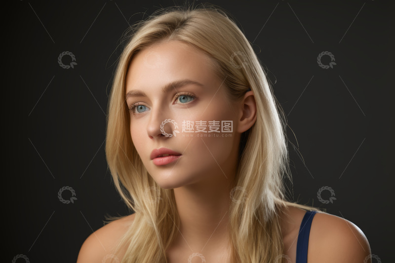 高清大图下载【趣麦麦图】金发女子面部特写肖像