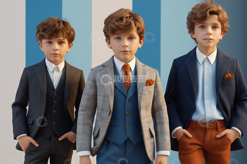 高清大图下载【趣麦麦图】穿着西装的小男孩形象