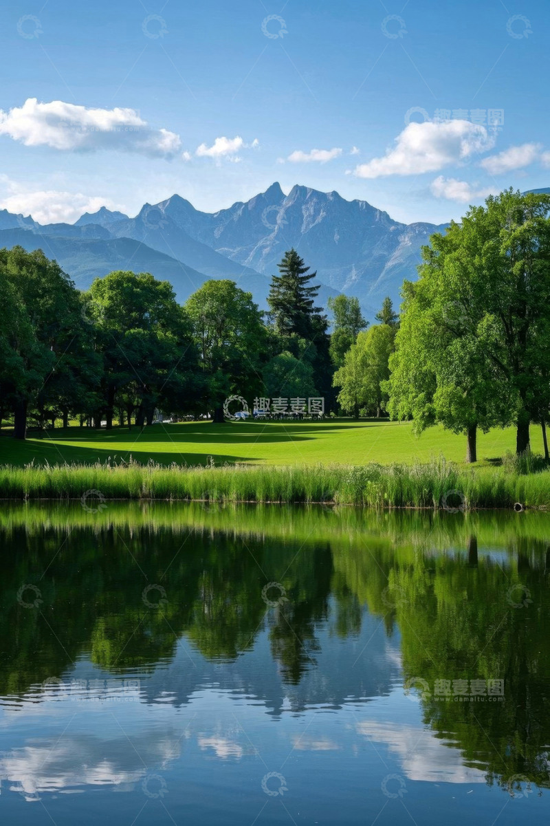 高清大图下载【趣麦麦图】山林间湖泊自然风光