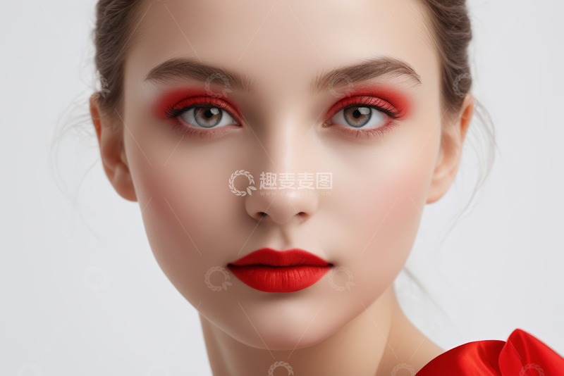 高清大图下载【趣麦麦图】化浓艳红妆的女性特写