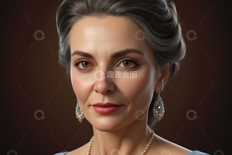 高清大图下载【趣麦麦图】中老年女性肖像特写