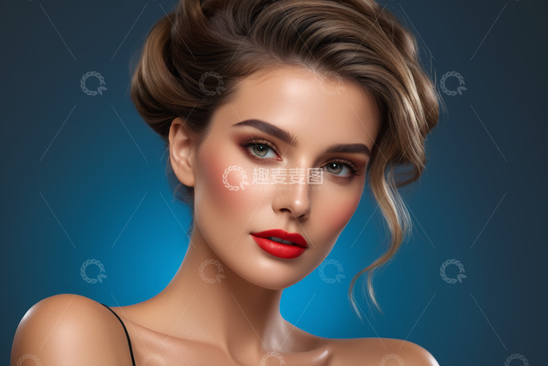 高清大图下载【趣麦麦图】女性精致妆容肖像特写