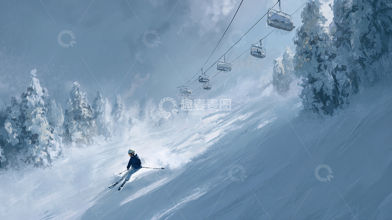 高清大图下载【趣麦麦图】冬季滑雪运动场景