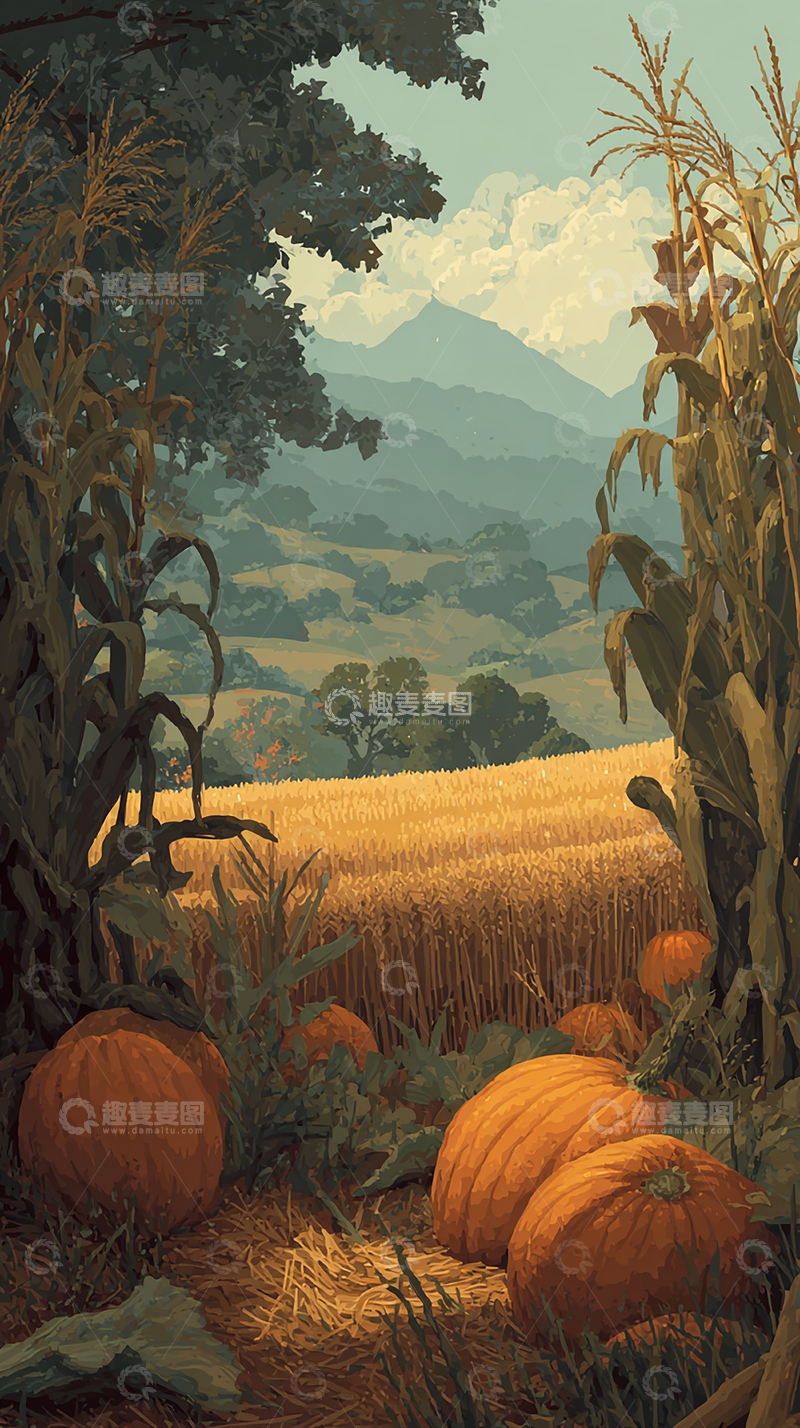 高清大图下载【趣麦麦图】丰收南瓜田风光
