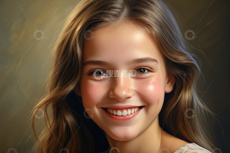 高清大图下载【趣麦麦图】微笑少女的人物肖像素材