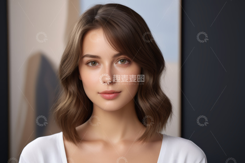 高清大图下载【趣麦麦图】年轻女子肖像特写