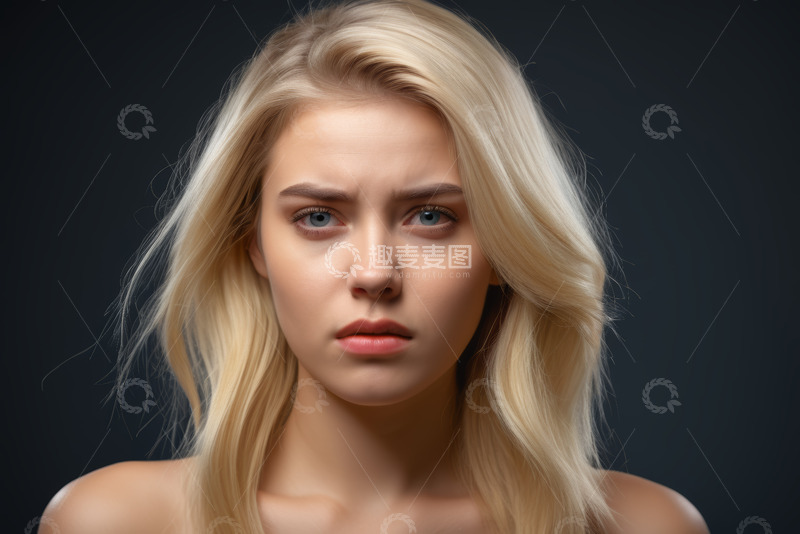 高清大图下载【趣麦麦图】金发女性面部特写肖像