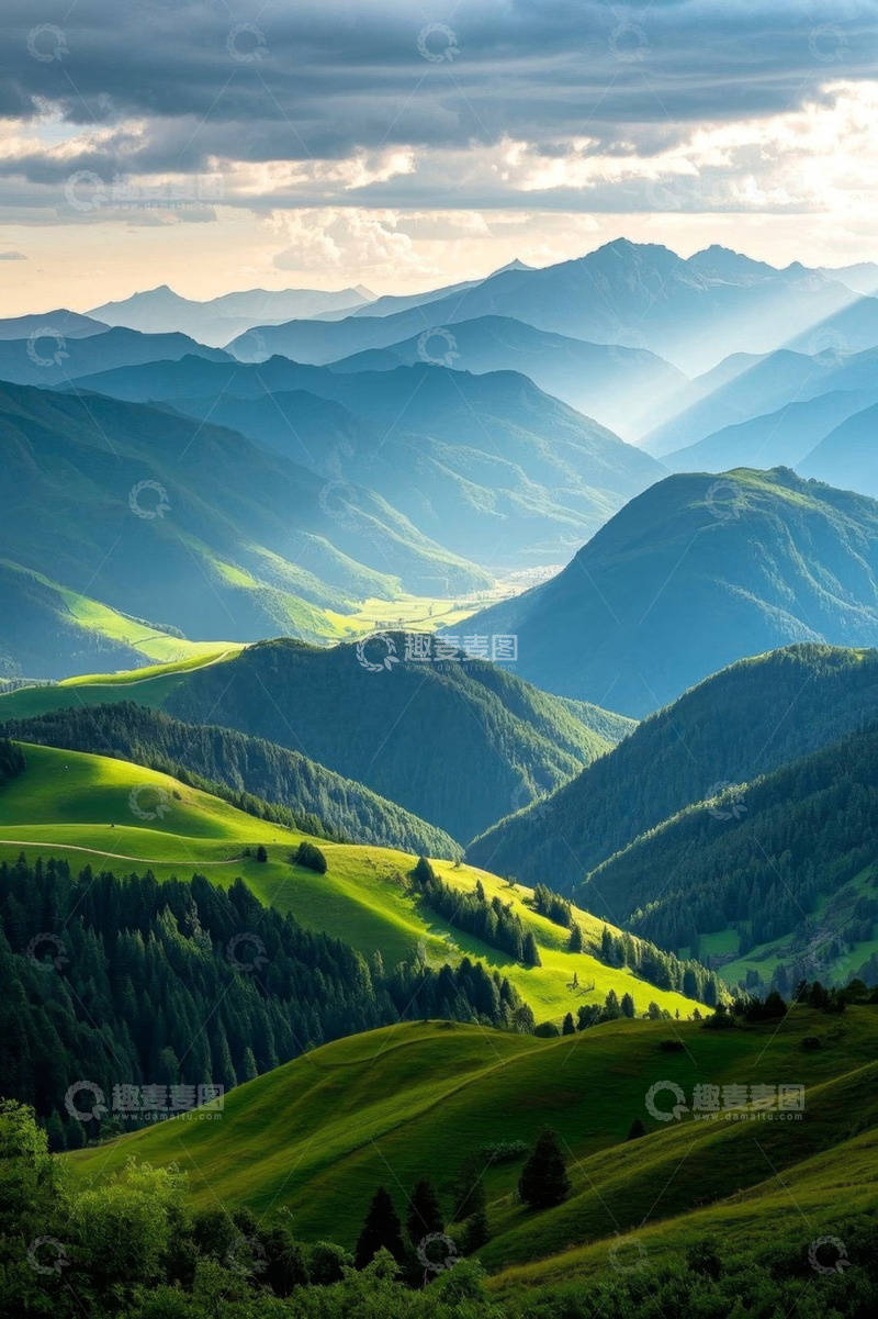 高清大图下载【趣麦麦图】青山绿谷自然风光全景