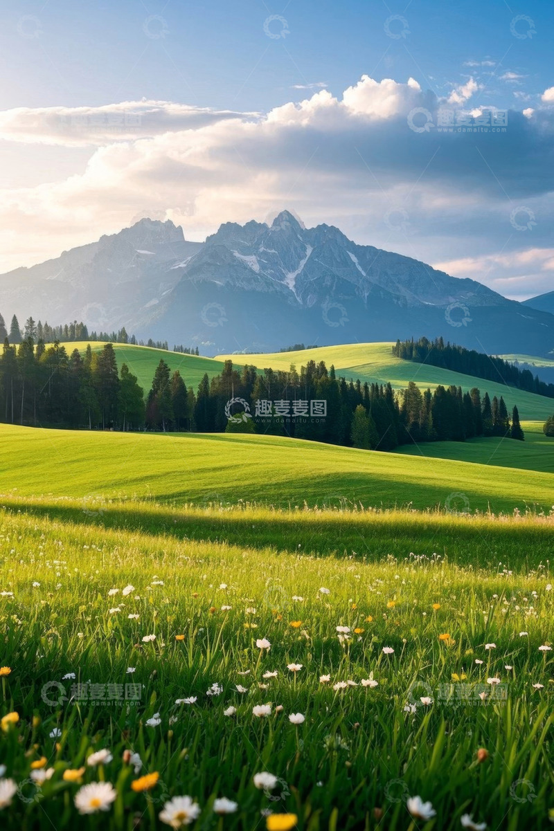 高清大图下载【趣麦麦图】山间草原与花海自然风光