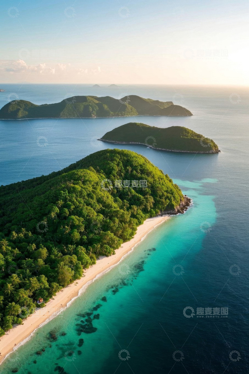 高清大图下载【趣麦麦图】海岛海滩自然风光鸟瞰