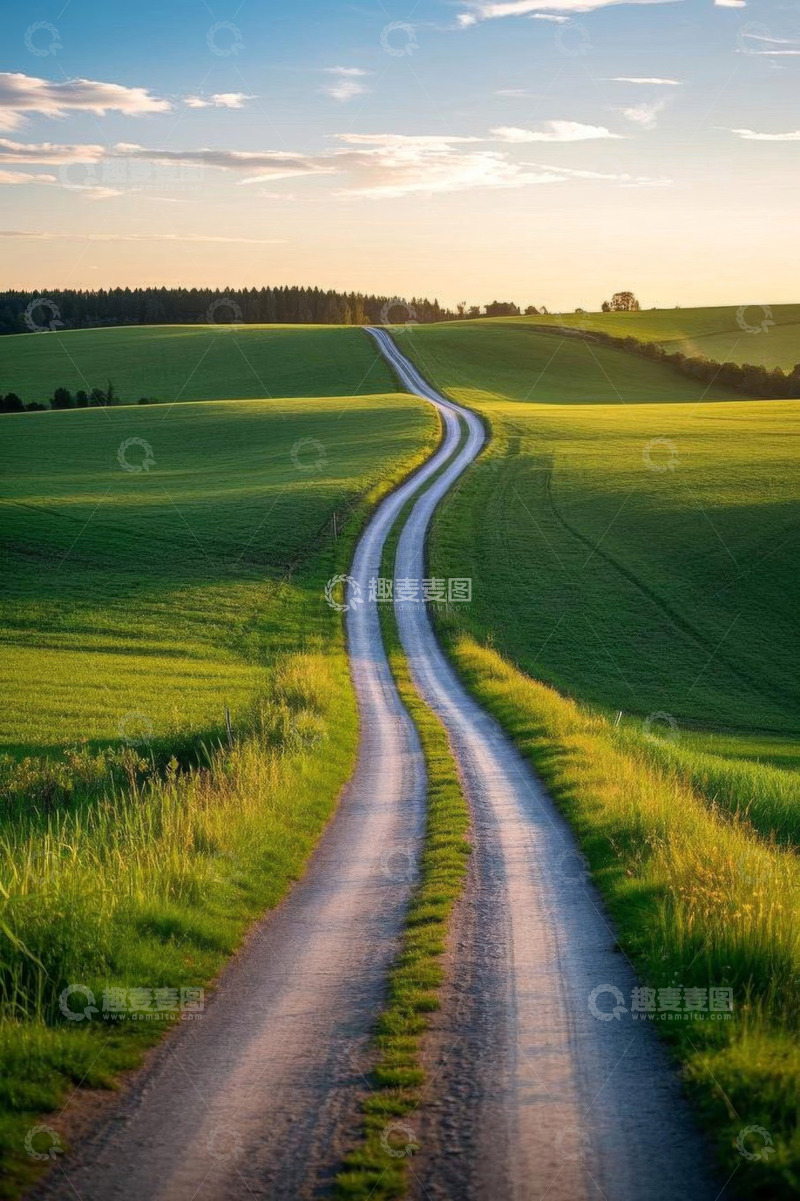高清大图下载【趣麦麦图】田野间蜿蜒的乡间小路