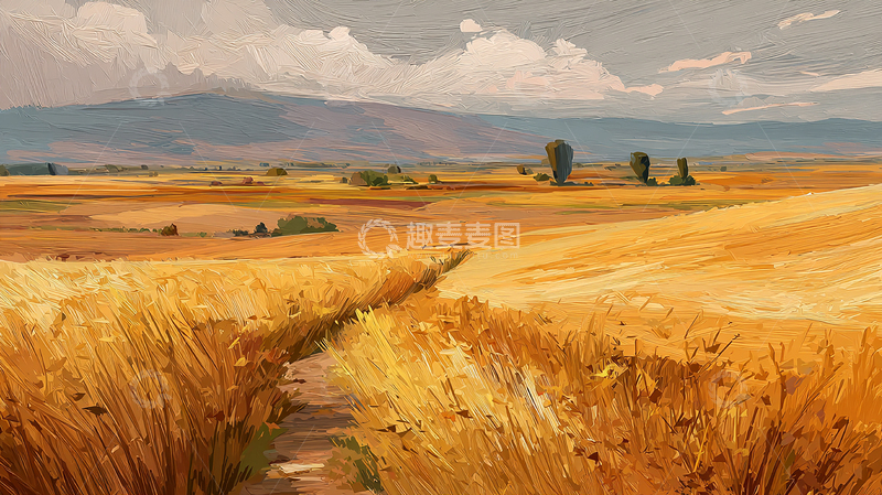 高清大图下载【趣麦麦图】金色麦田秋收景