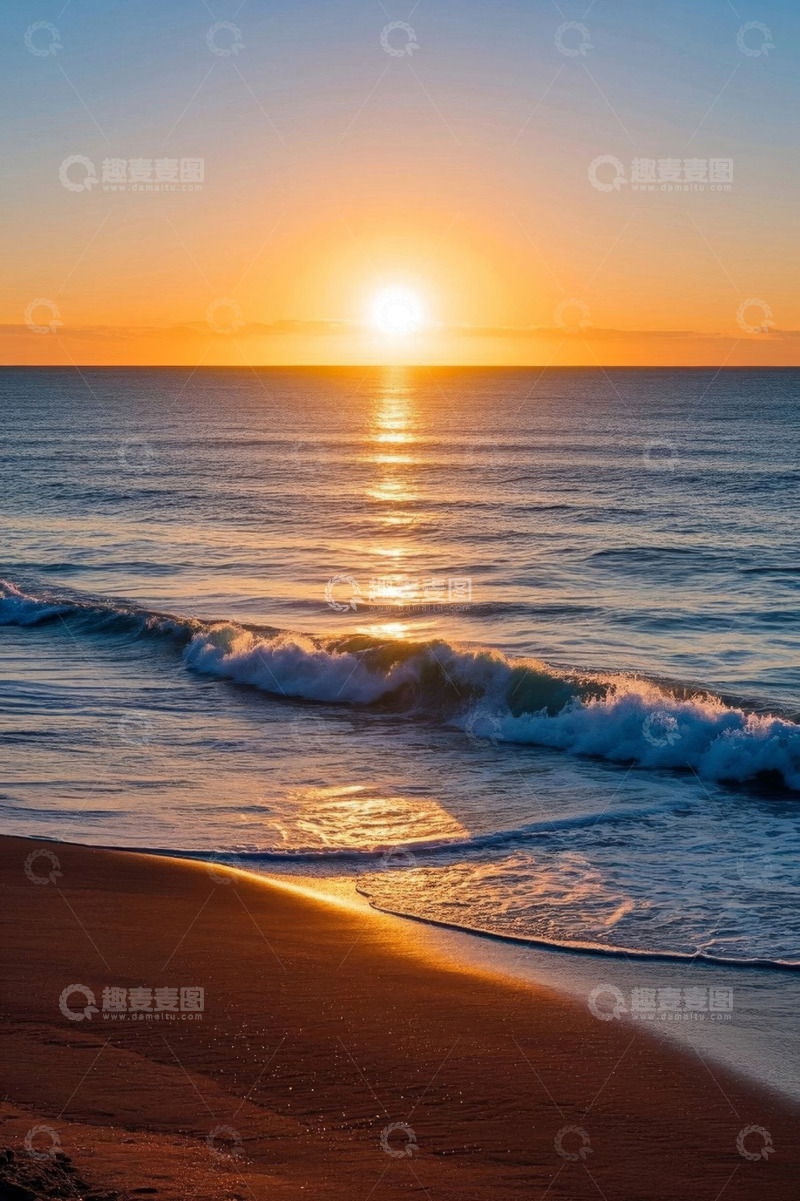 高清大图下载【趣麦麦图】海滩日落海洋风景