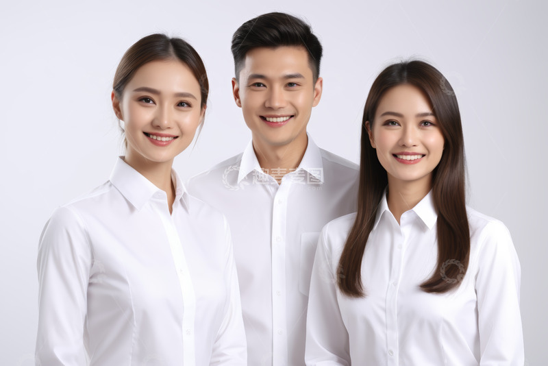 高清大图下载【趣麦麦图】身着白衬衫的青年男女合影