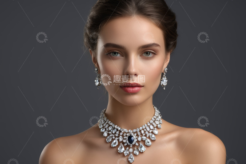 高清大图下载【趣麦麦图】佩戴珠宝首饰的女性特写