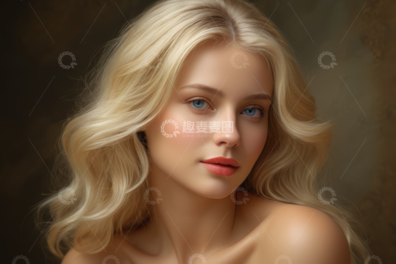 高清大图下载【趣麦麦图】金发女子特写肖像