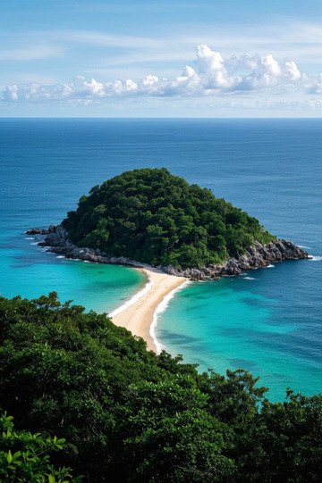 海岛海滩自然风光俯瞰