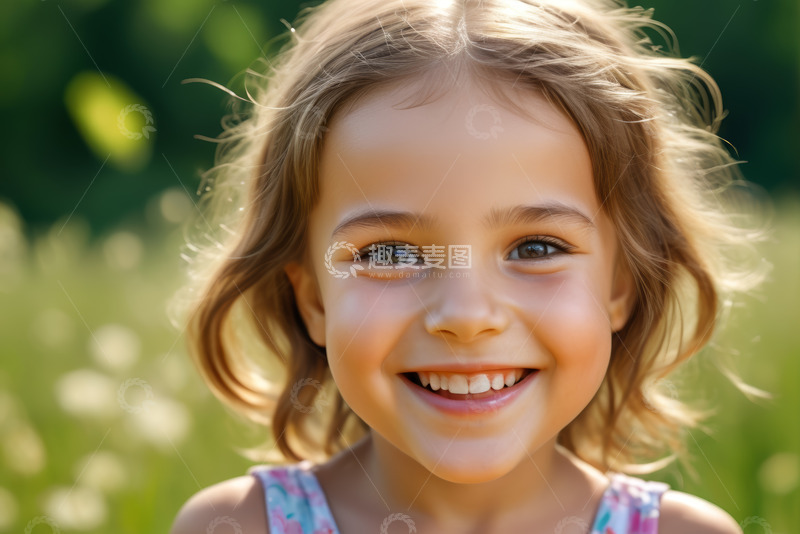 高清大图下载【趣麦麦图】户外微笑的小女孩