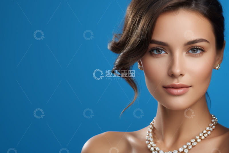 高清大图下载【趣麦麦图】佩戴珠宝首饰的美丽女性肖像