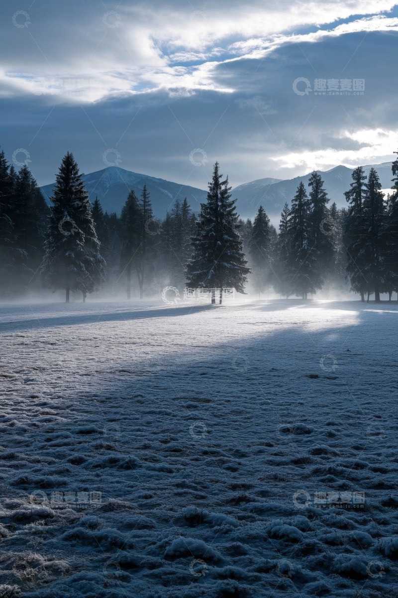 高清大图下载【趣麦麦图】雪后山林自然风光