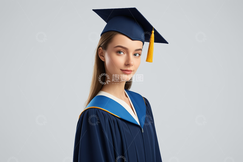 高清大图下载【趣麦麦图】穿学士服的女生正面像